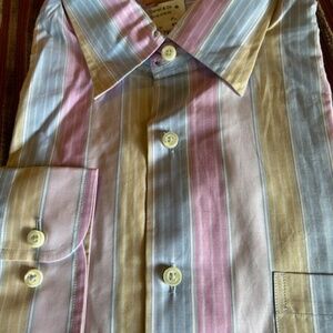 Robert Talbott Men's Long Sleeve Striped Shirt L